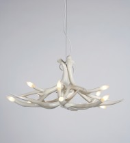 Chandelier - 6 Antlers - White